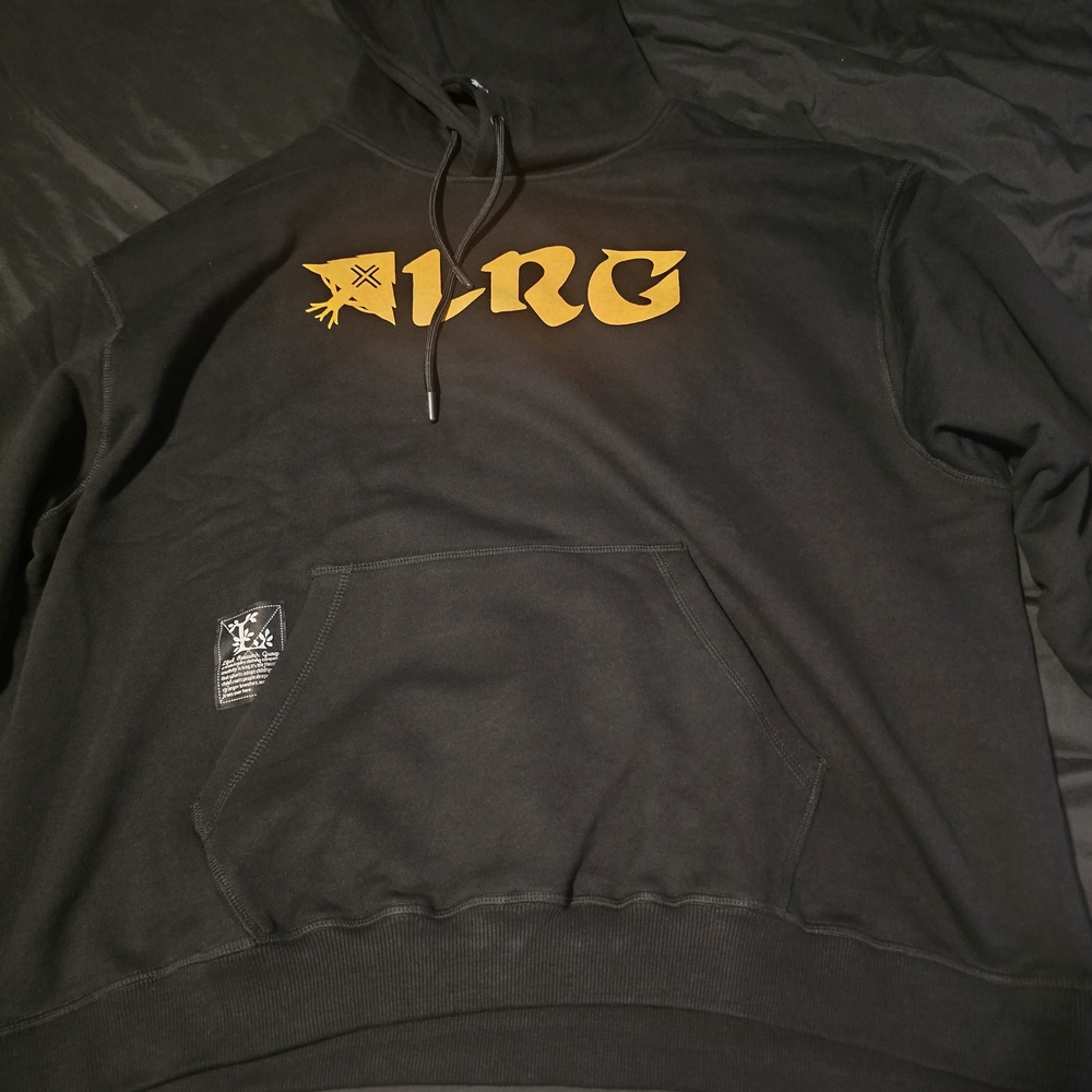 Black Hoodie with Yellow 'X-LRG' Logo